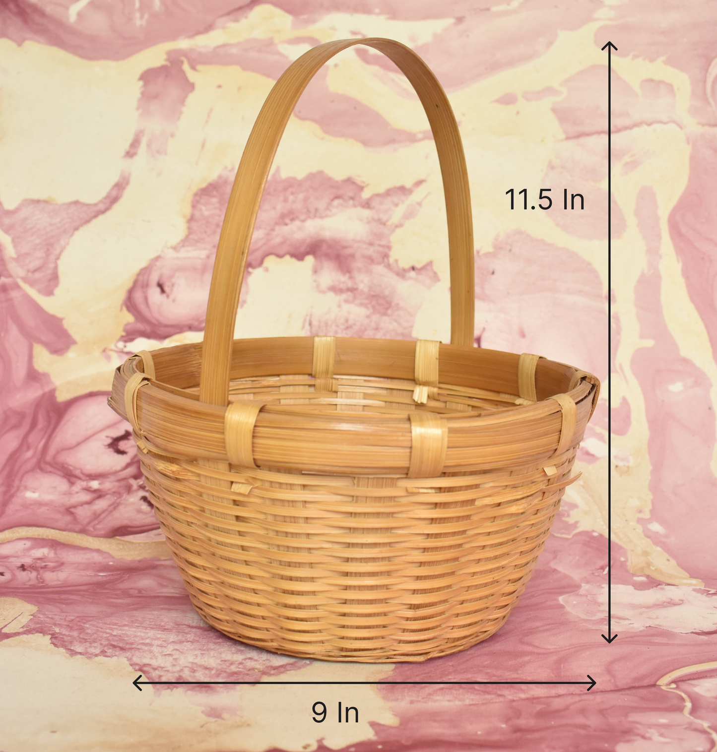 Bamboo Flower Basket | Round Shape | With Handle