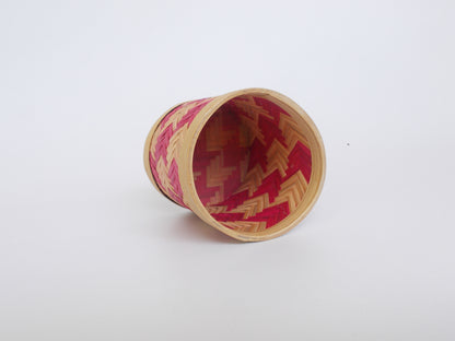 Round Bamboo Pen Stand | Chevron Pattern