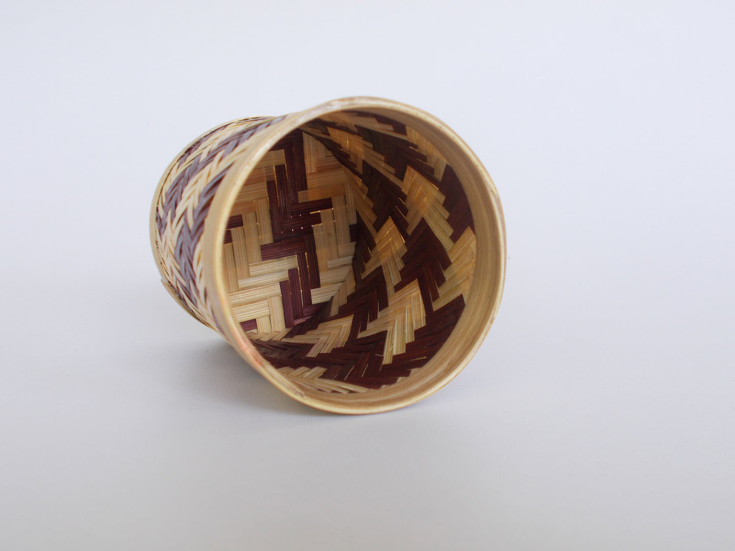 Round Bamboo Pen Stand | Chevron Pattern