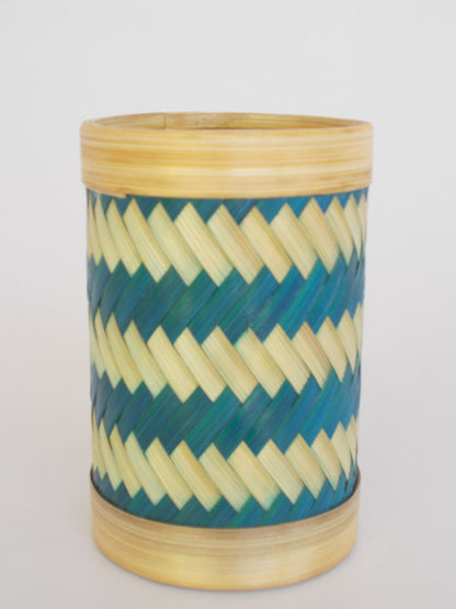 Round Bamboo Pen Stand | Zigzag Pattern
