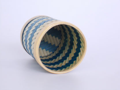 Round Bamboo Pen Stand | Zigzag Pattern