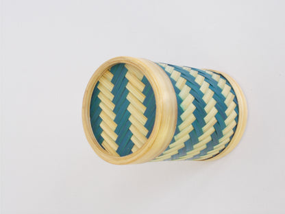 Round Bamboo Pen Stand | Zigzag Pattern