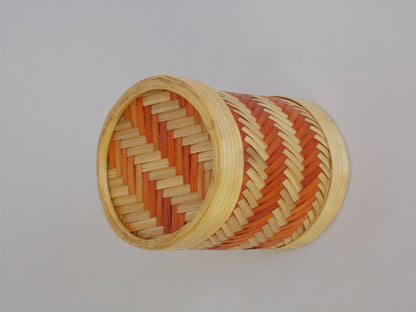 Round Bamboo Pen Stand | Zigzag Pattern