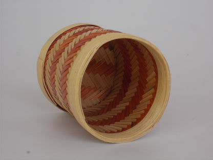 Round Bamboo Pen Stand | Zigzag Pattern