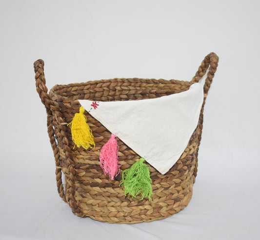 Water Hyacinth Laundry Basket | Medium Size | Round Shape