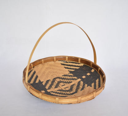 Bamboo Flower Basket | Round Shape | With Handle