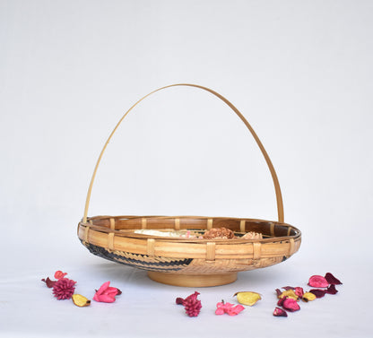 Bamboo Flower Basket | Round Shape | With Handle