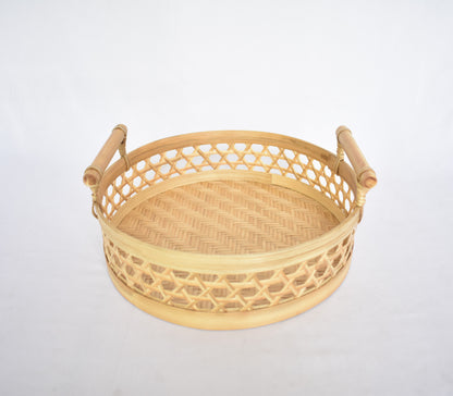 Bamboo Fruit Basket | Round Shape | Hexagon Pattern