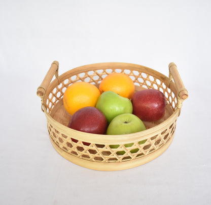 Bamboo Fruit Basket | Round Shape | Hexagon Pattern