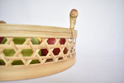 Bamboo Fruit Basket | Round Shape | Hexagon Pattern