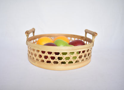 Bamboo Fruit Basket | Round Shape | Hexagon Pattern