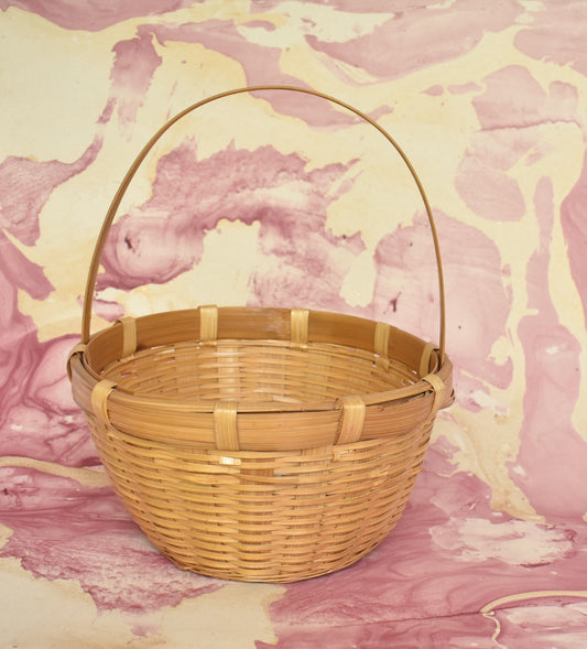 Bamboo Flower Basket | Round Shape | With Handle