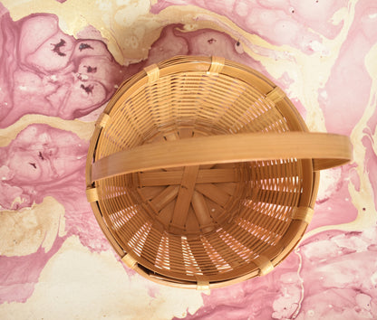 Bamboo Flower Basket | Round Shape | With Handle