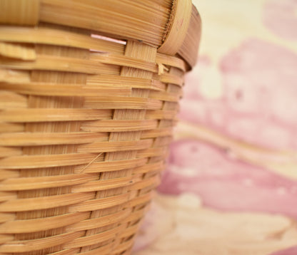 Bamboo Flower Basket | Round Shape | With Handle