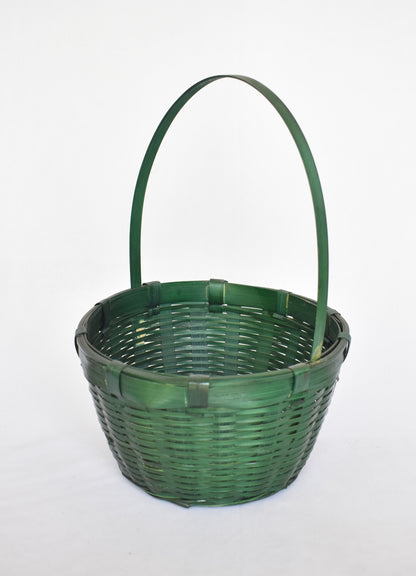 Bamboo Flower Basket | Round Shape | Green Colour