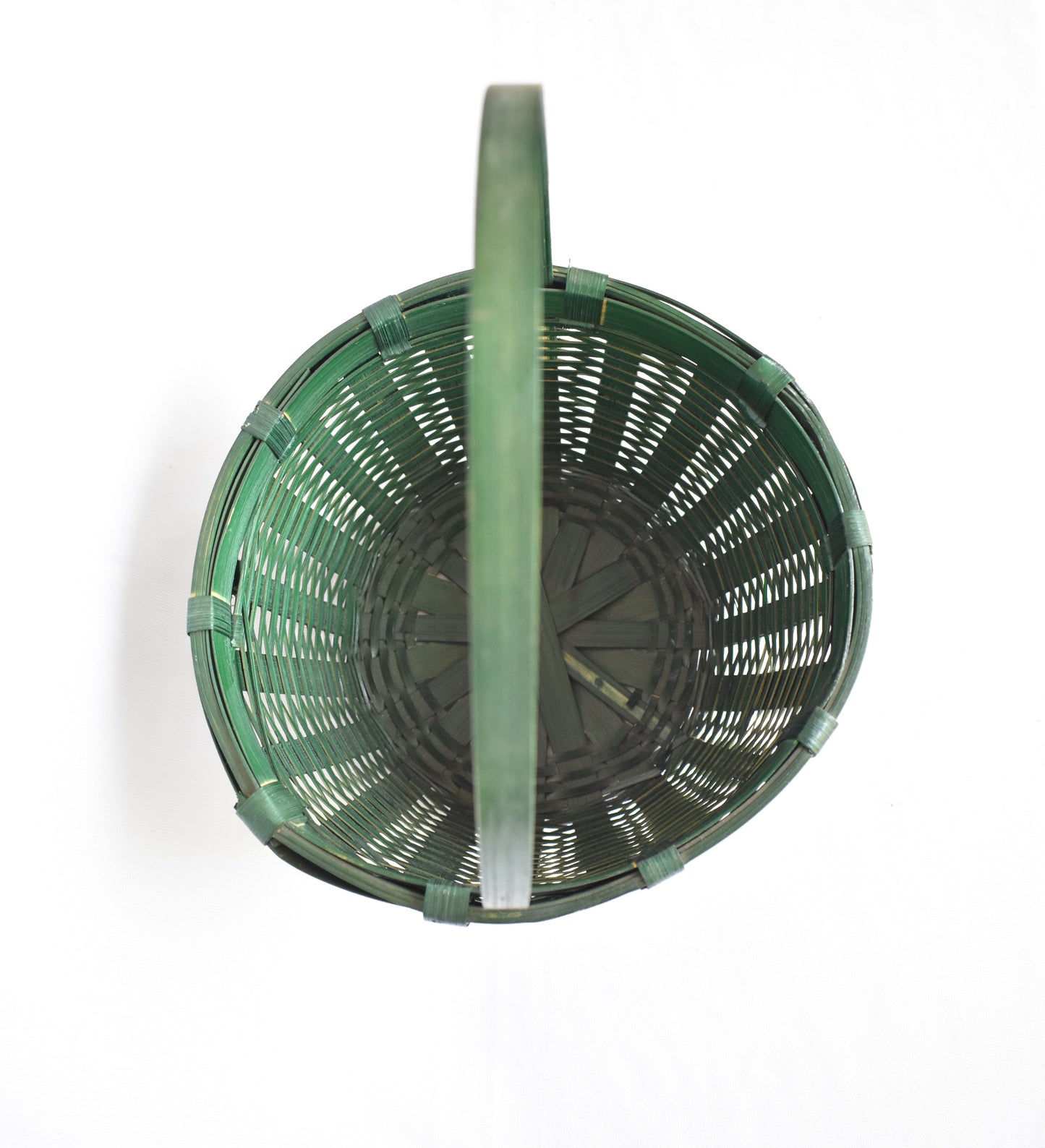 Bamboo Flower Basket | Round Shape | Green Colour