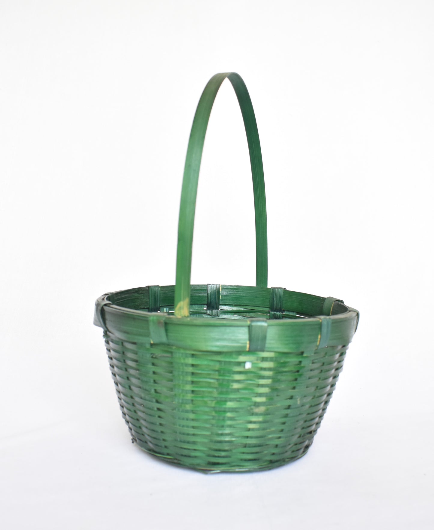 Bamboo Flower Basket | Round Shape | Green Colour