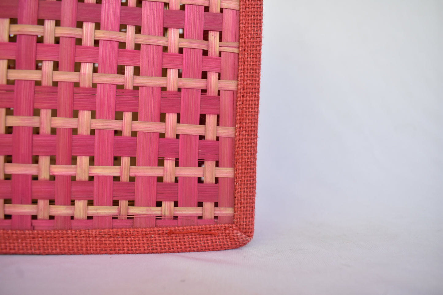 Jute + Bamboo Short Handle Tote Bag | Red Colour