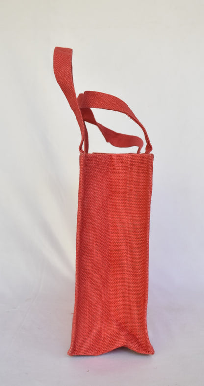 Jute + Bamboo Short Handle Tote Bag | Red Colour
