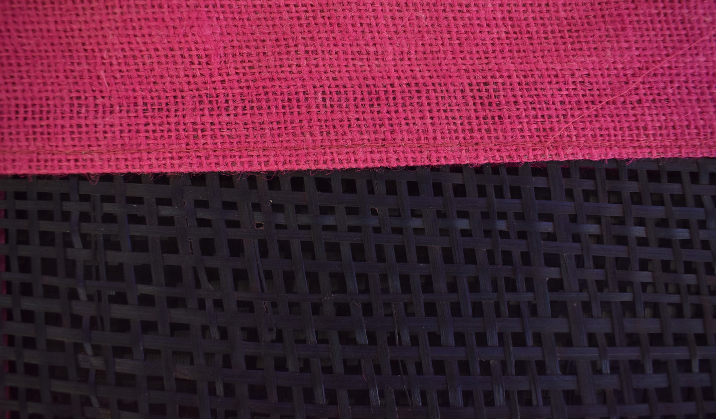 Bamboo + Jute Short Handle Tote Bag | Pink +  Dark Blue Color