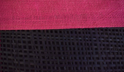 Bamboo + Jute Short Handle Tote Bag | Pink +  Dark Blue Color