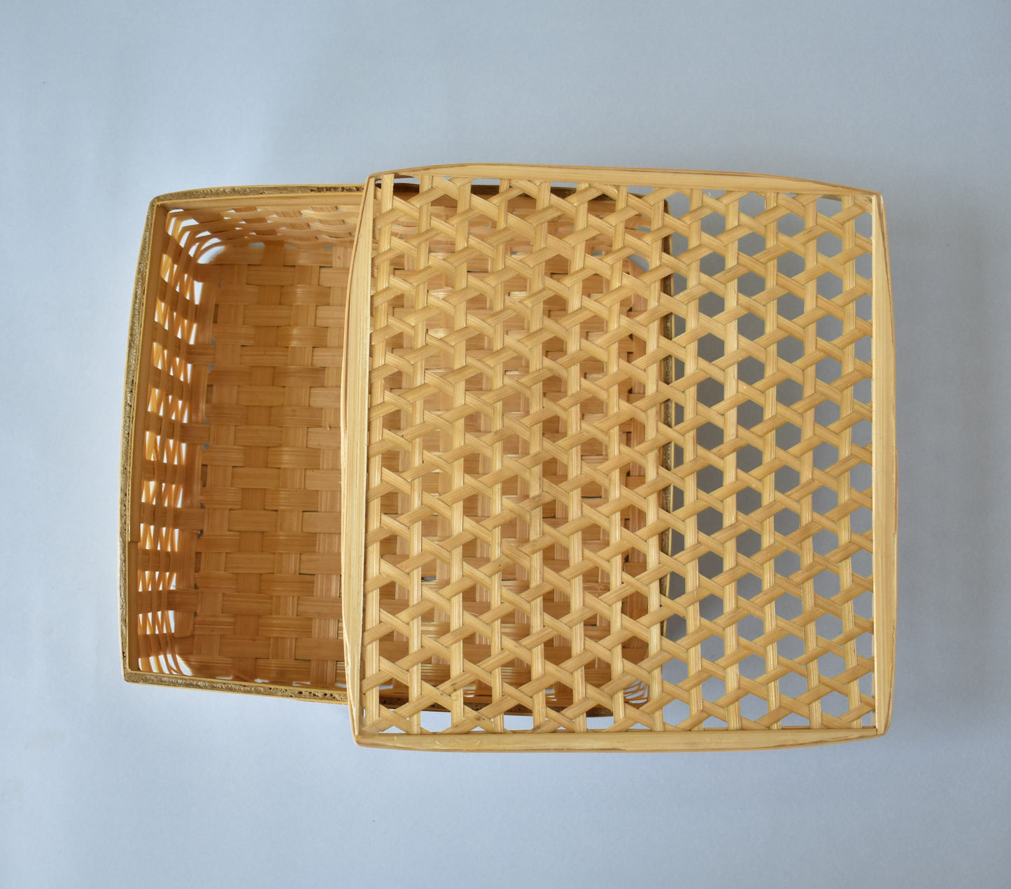 Bamboo Multi Purpose Storage Basket | With Lid | Square Shape