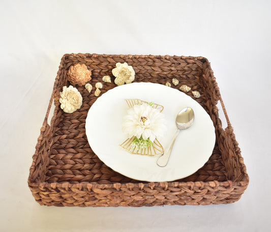 Water Hyacinth Tray | Square Tray | With Handle