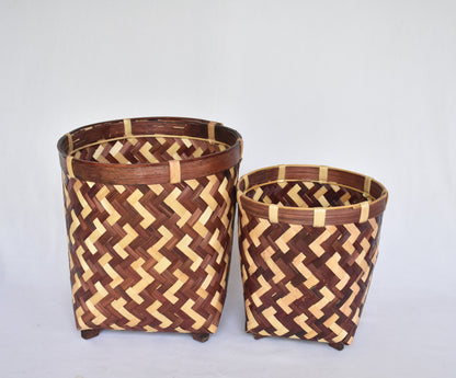 Bamboo Multi Purpose Storage Container | Round Shape | Set Of 2