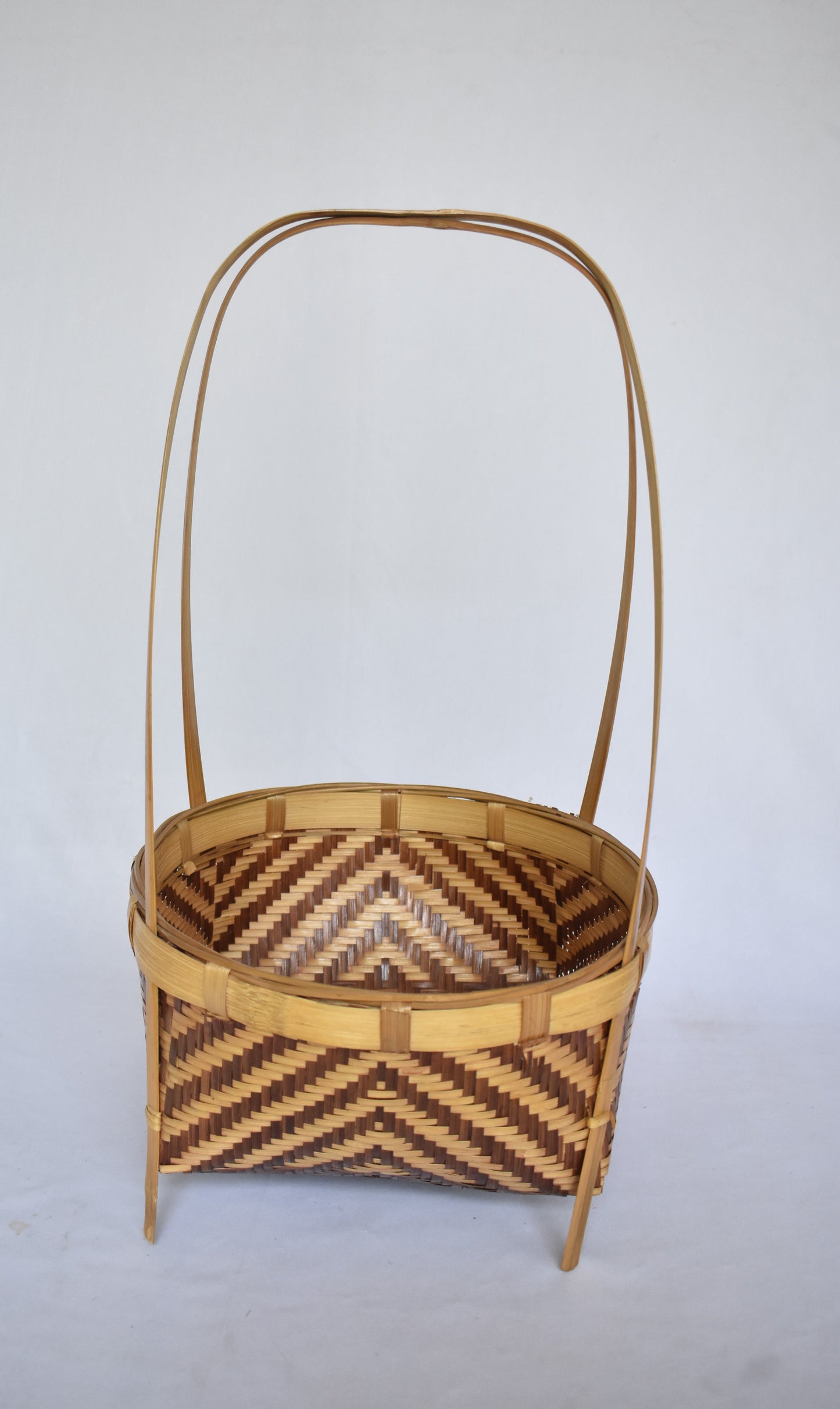 Bamboo Flower Basket | Round Shape | With Handle