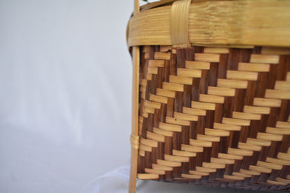 Bamboo Flower Basket | Round Shape | With Handle