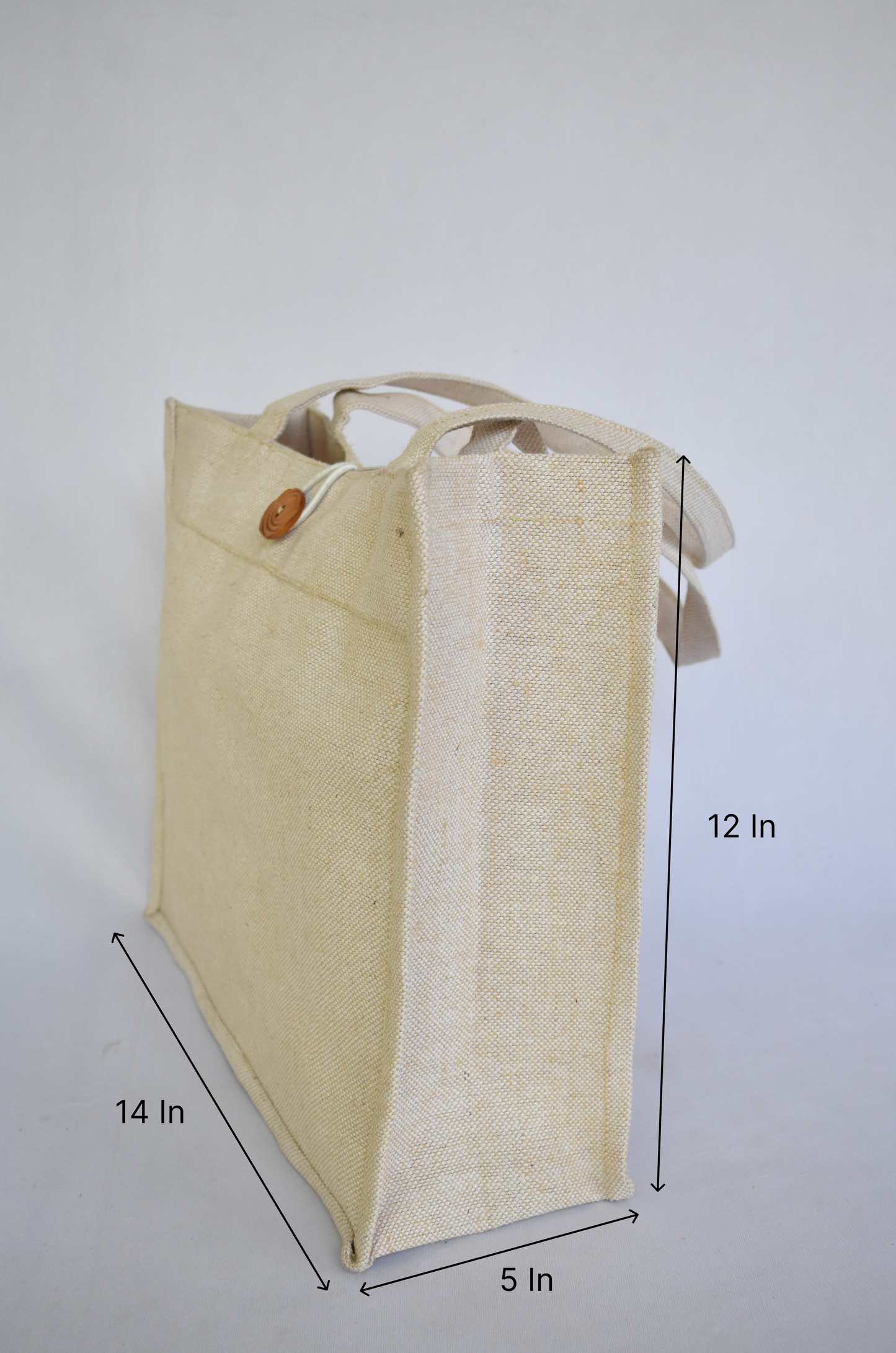 Plain Jute + Cotton Short Handle Tote bag