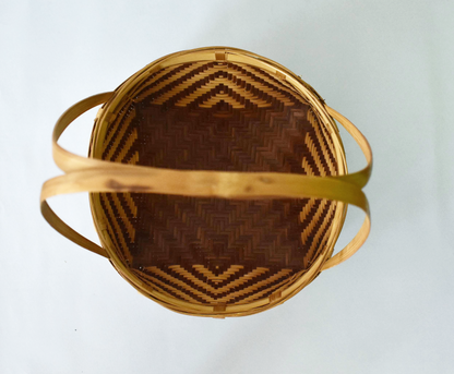 Bamboo Flower Basket | Round Shape | With Handle