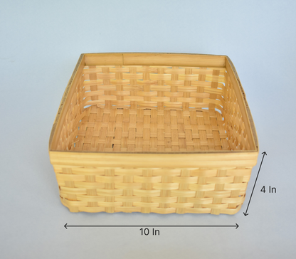 Bamboo Multi Purpose Storage Basket | With Lid | Square Shape
