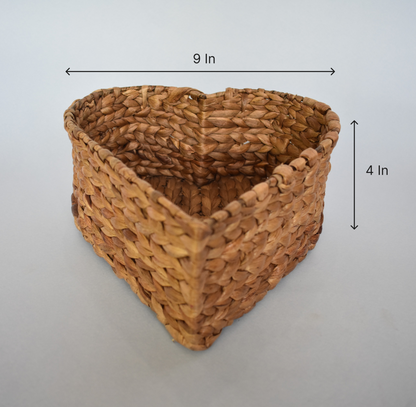 Water Hyacinth Storage Basket | Heart Shape | Small Size