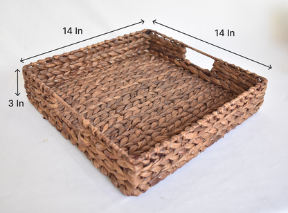 Water Hyacinth Tray | Square Tray | With Handle