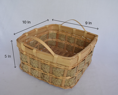 Bamboo Basket | Square Basket | Small Handle